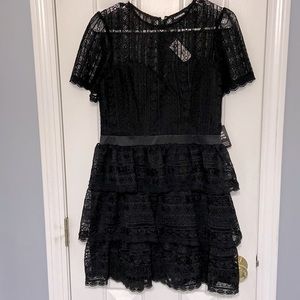 Express black lace tiered bottom dress